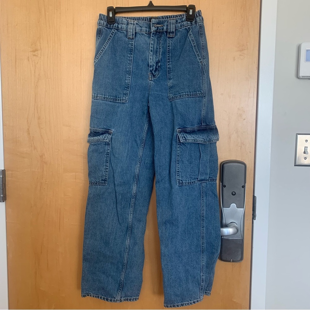 Urban Outfitters BDG denim blue skate jeans elastic waistband pockets size 27
